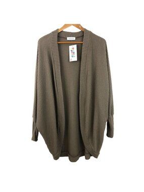Dolman Sleeve Curved Hem Cardigan Cocoa Womens Size Small